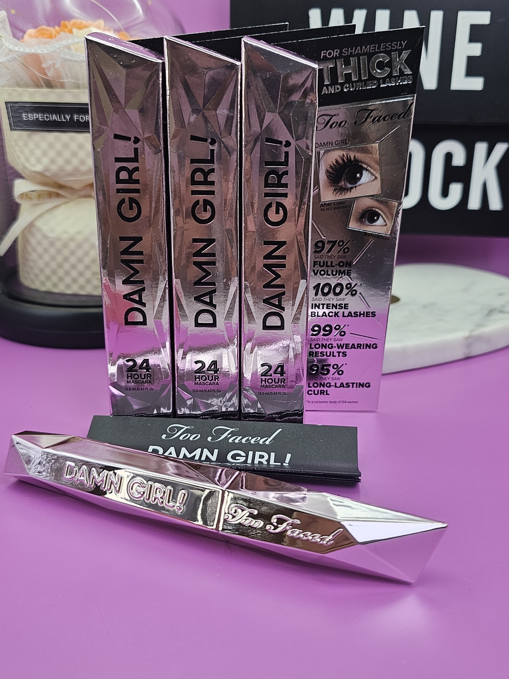 Too Faced Damn Girl! Mascara — Metallic Pink Packaging
